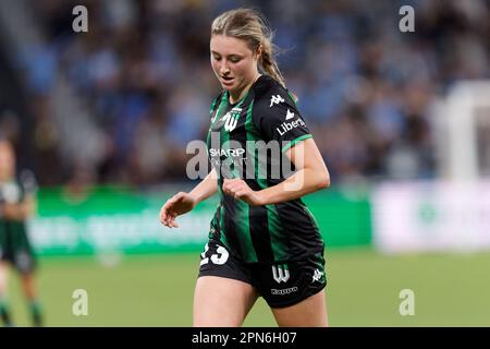 Sydney, Australia. 16th Apr, 2023. Angie Beard of Western United during the match between Sydney and Western United at Allianz Stadium on April 16, 2023 in Sydney, Australia Credit: IOIO IMAGES/Alamy Live News Stock Photo