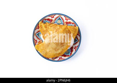 Traditional Venezuelan beef cachapa isolated on white background Stock Photo