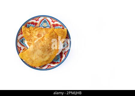 Traditional Venezuelan beef cachapa isolated on white background Stock Photo