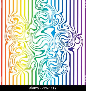 Abstract lines with a heavy twirl effect. It looks as is something stirs the lines around. White with rainbow gradient. Stock Vector