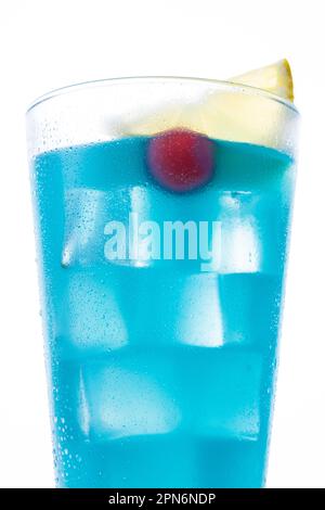 Deep blue sea martini cocktail isolated on white background Stock Photo