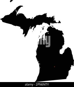 Highly Detailed Michigan Silhouette map. Stock Vector