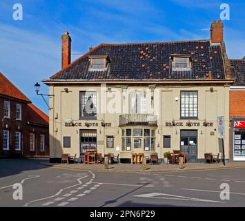 A view of the Black Boys Inn and Hotel overlooking the Market Place in the North Norfolk town of Aylsham, Norfolk, England, United Kingdom. Stock Photo