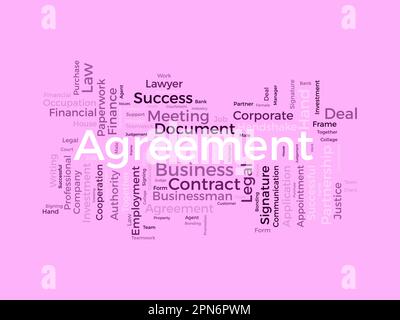 Word cloud background concept for Agreement. Corporate contract document, legal business collaboration of financial right. vector illustration. Stock Vector