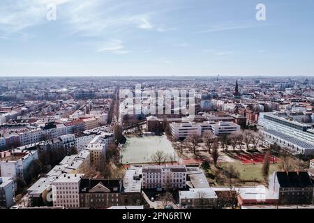 Aerial cityscape of Neukolln Kreuzberg, Berlin, Germany Stock Photo