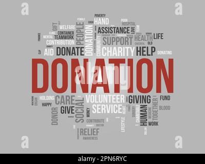 Word cloud background concept for DONATION. charity support, finance ...