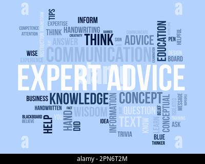 Word cloud background concept for Expert advice. Service support help with expert opinion guidance. vector illustration. Stock Vector