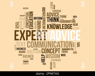 Word cloud background concept for Expert advice. Service support help with expert opinion guidance. vector illustration. Stock Vector
