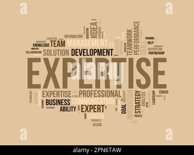 Word cloud background concept for Expertise. Business success performance, expensive skill competence of career achievement. vector illustration. Stock Vector