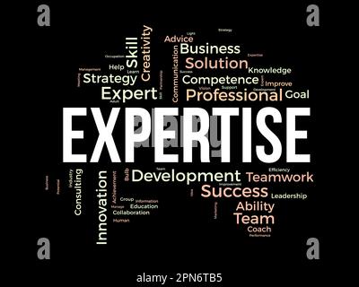 Word cloud background concept for Expertise. Business success performance, expensive skill competence of career achievement. vector illustration. Stock Vector