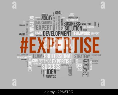 Word cloud background concept for Expertise. Business success performance, expensive skill competence of career achievement. vector illustration. Stock Vector