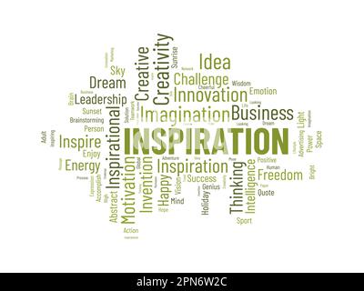 Word cloud background concept for Inspiration. Creative innovation, intelligence imagination idea of business vision. vector illustration. Stock Vector