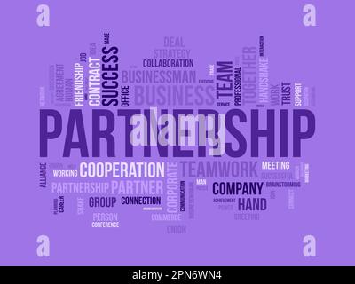 Word cloud background concept for Partnership. Business teamwork success, friendship strategy of company success. vector illustration. Stock Vector