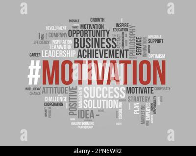 Word cloud background concept for Motivation. Positive inspirational attitude can better opportunity for success achievement. vector illustration. Stock Vector