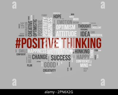 Word cloud background concept for Positive thinking. Success attitude, creative mindset of innovation optimism. vector illustration. Stock Vector