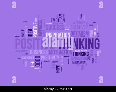 Word cloud background concept for Positive thinking. Success attitude, creative mindset of innovation optimism. vector illustration. Stock Vector