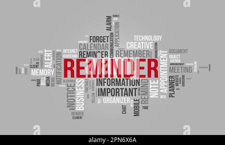 Word cloud background concept for Reminder. Important notice, business alert note of work deadline calendar. vector illustration. Stock Vector