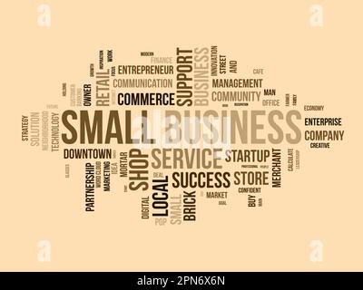 Word cloud background concept for Small business. make success with digital entrepreneurship business mind. vector illustration. Stock Vector