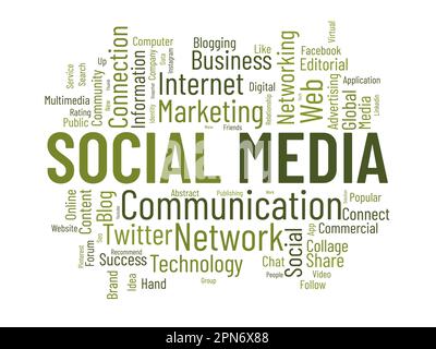 Word cloud background concept for Social media. Global online communication progress with social networking success. vector illustration. Stock Vector