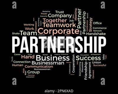 Word cloud background concept for Partnership. Business teamwork success, friendship strategy of company success. vector illustration. Stock Vector