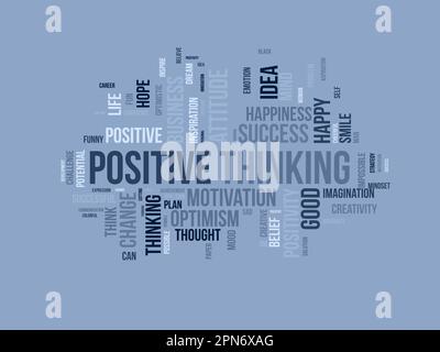 Word cloud background concept for Positive thinking. Success attitude, creative mindset of innovation optimism. vector illustration. Stock Vector