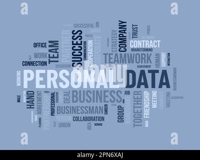 Word cloud background concept for Personal data. Digital safety protection policy used for personal internet security. vector illustration. Stock Vector