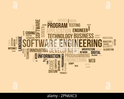 Word cloud background concept for Software engineering. computer programming system, cloud technology development of application management. vector il Stock Vector