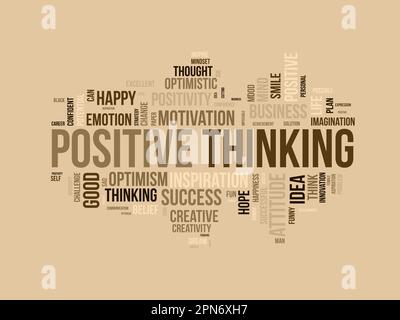 Word cloud background concept for Positive thinking. Success attitude, creative mindset of innovation optimism. vector illustration. Stock Vector