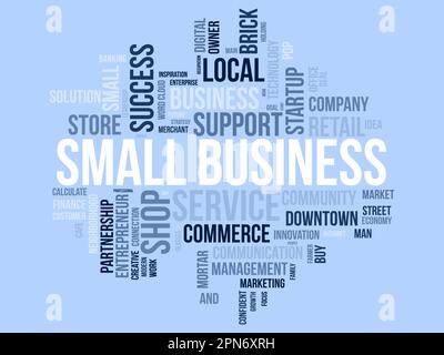 Word cloud background concept for Small business. make success with digital entrepreneurship business mind. vector illustration. Stock Vector