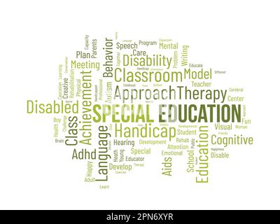 Word cloud background concept for Special Education. Disability development, special child behavior of development approach plan. vector illustration. Stock Vector