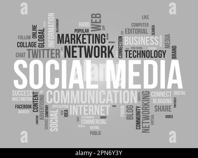 Word cloud background concept for Social media. Global online communication progress with social networking success. vector illustration. Stock Vector