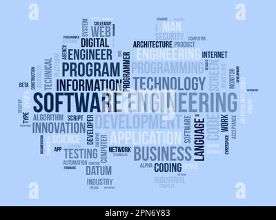 Word cloud background concept for Software engineering. computer programming system, cloud technology development of application management. vector il Stock Vector