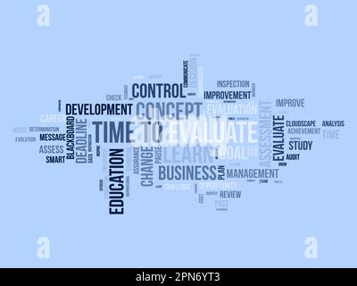 Word cloud background concept for time to evaluate. career development study evaluation assess for opportunity satisfaction. vector illustration. Stock Vector