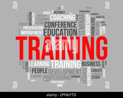 Word cloud background concept for Training. Professional career development with business workshop conference skill study. vector illustration. Stock Vector