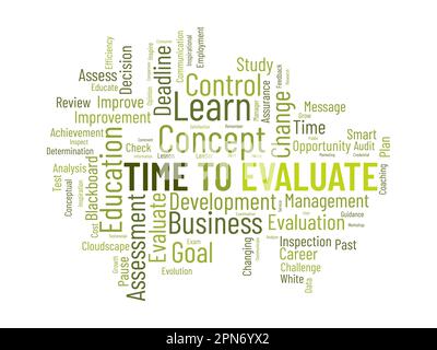 Word cloud background concept for time to evaluate. career development study evaluation assess for opportunity satisfaction. vector illustration. Stock Vector