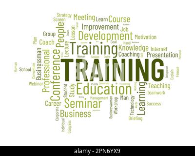 Word cloud background concept for Training. Professional career development with business workshop conference skill study. vector illustration. Stock Vector