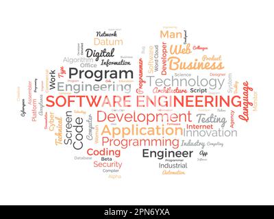 Word cloud background concept for Software engineering. computer programming system, cloud technology development of application management. vector il Stock Vector