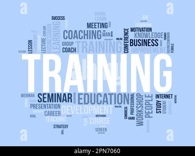 Word cloud background concept for Training. Professional career development with business workshop conference skill study. vector illustration. Stock Vector