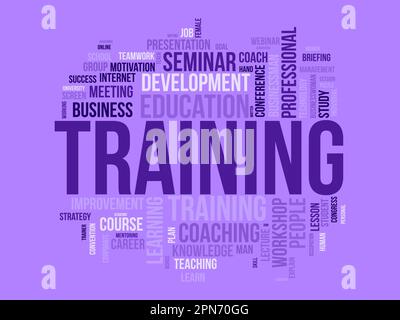 Word cloud background concept for Training. Professional career development with business workshop conference skill study. vector illustration. Stock Vector