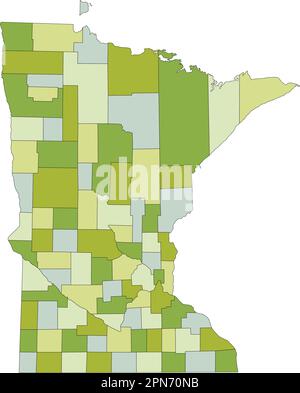 Minnesota - Highly detailed editable political map with labeling Stock ...