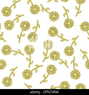 Yellow daisy flower vector pattern. It is a versatile illustration designed for multiple use cases. Usable for textile or stationery products. Stock Vector