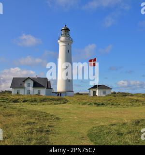 Beautiful old light house at the west coast of Denmark. Hirtshals. Stock Photo