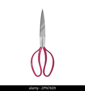 Metal scissors with red handle cartoon illustration Stock Vector