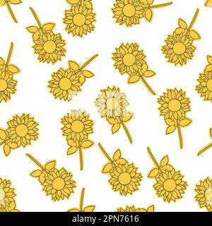 Yellow sunflower vector pattern. It is a versatile illustration designed for multiple use cases. Usable for textile or stationery products. Stock Vector