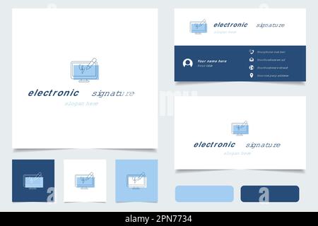 Electronic signature logo design with editable slogan. Branding book and business card template. Stock Vector