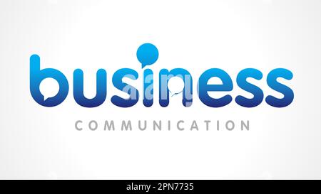 Business communication creative word lettering. Business structure typography concept with chat icons on white background. Flat style design, vector Stock Vector