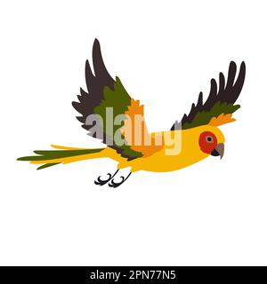 Yellow ara with spread wings vector illustration Stock Vector