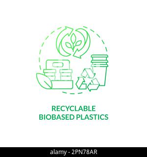 Recyclable biobased plastics green gradient concept icon Stock Vector