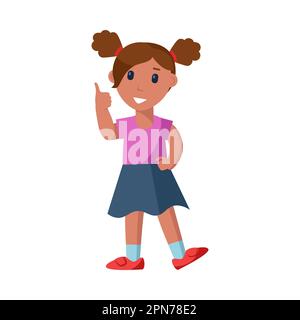 Cute little girl with thumb up cartoon vector illustration Stock Vector