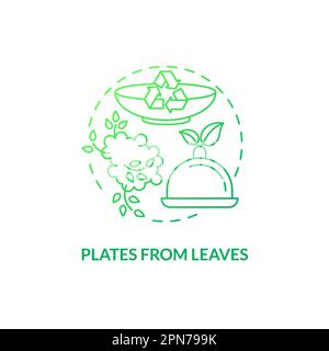 Plates from leaves green gradient concept icon Stock Vector